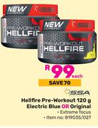 SSA Hellfire Pre Workout 120g Electric Blue Or Original-Each