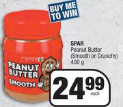 Spar Peanut Butter Smooth Or Crunchy-400g Each