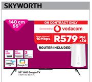 Skyworth 55" (140cm) UHD Google TV-Home Internet 10 Mbps