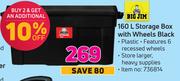 Big Jim 160L Storage Box With Wheels Black