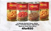 La Belinda Borlotti Beans, Butter Beans, Cannellini Beans, Red Kidney Beans Or Chick Peas-For 4x400g