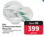 Evo 12 Piece Leaves Decal Dinner Set-Per Set