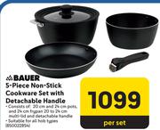 Bauer 5 Piece Non Stick Cookware Set With Detachable Handle-Per Set