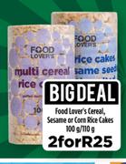 Food Lover's Cereal, Sesame Or Corn Rice Cakes 100g/110g-For 2