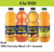 Krush 100% Fruit Juice Blend Assorted-4 x 1.5Ltr