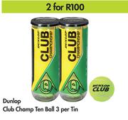 Dunlop Club Champ Ten Ball 3 Per Tin-For 2