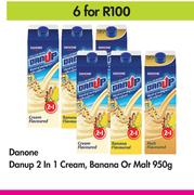 Danone Danup 2 In 1 Cream, Banana Or Malt-6 x 950g