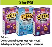 Bokomo Otees Original-400g,Rice Pops-400g,Bubblegum-375g,Apple-375g Assorted-For 3