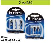 Uniross AA Or AAA 4 Pack-For 2