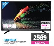 Telefunken 39" 99cm HD LED TV TLEDD-39HDA