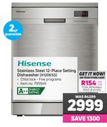 Hisense Stainless Steel 12 Place Setting Dishwasher H12DESS