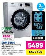 Samsung 7Kg Front Loader Washing Machine Metallic(WW70J4263GS F)