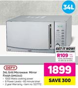 Defy 34L Grill Microwave Mirror Finish(DMO343)