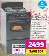 Defy 3 Solid Plate Plug-In Stove Black(DSS513)