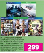 PS4 Or Xbox One Grand Theft Auto V/Need For Speed Rivals-Each