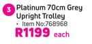 Tosca Platinum 70cm Grey Upright Trolley-Each