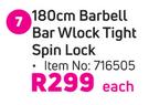 Trojan 180cm Barbell Bar Wlock Tight Spin Lock-Each