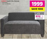 Kansas Couch 2 Div Charcoal