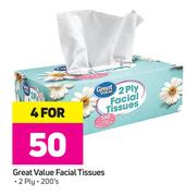 Great Value Facial Tissues-For 4