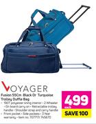 Voyager Fusion 55cm Black Or Turquoise Trolley Duffle Bag-Each