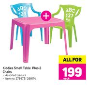 Kiddies Small Table Plus 2 Chairs Assorted Colours-Each