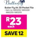 Butter Fly A4 30 Pocket File-Each