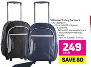 3 Divison Trolley Backpack-Each