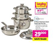 Mainstays 8 Piece Stainless Steel Solid Lids Pot Set-Per Set