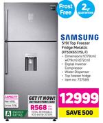 SAMSUNG 519l Top Freezer Fridge Metallic - ( RT50K6531SL F )