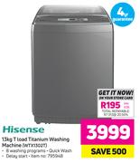 HISENSE 13KG T Load Titanium Washing Machine - (WTX1302T)