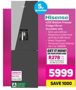 HISENSE 420l Bottom Freezer Fridge Mirror - (H420BMI-WD)