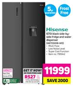 HISENSE 670l Black Side By Side Fridge And Water Dispenser - (H670SMIB-WD)