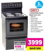 DEFY 4 Solid Plate Stove Black - (DSS-494)