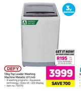 Defy 13Kg Top Loader Washing Machine (Metallic) DTL149