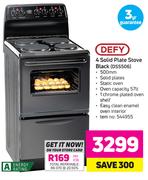 Defy 4 Solid Plate Stove Black DSS506
