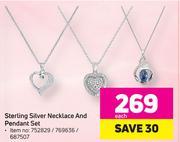 Sterling Silver Necklace & Pendant Set-Each