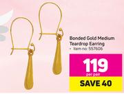 Bonded Gold Medium Teardrop Earring-Per Pair