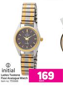Initial Ladies Twotone Flexi Analogue Watch-Each