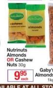 Nutrinuts Almonds Or Cashew Nuts-30g Each
