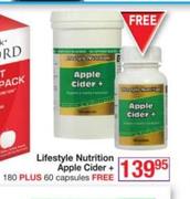 Lifestyle Nutrition Apple Cider+ 180 Plus 60 Capsules Free