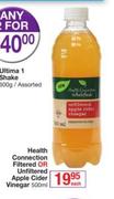 Health Connection Filtered Or Unfiltered Apple Cider Vinegar-500ml Each
