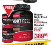 Biogen Night Feed-800g With Plus Pure Creatine-2 x 150g