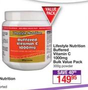 Lifestyle Nutrition Buffered Vitamin C 1000mg Bulk Value Pack Powder-300gm