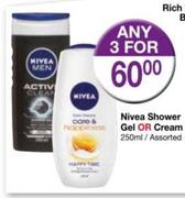 Nivea Shower Gel Or Cream Assorted-3x250ml