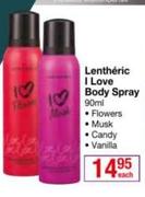 Lentheric I Love Body Spray-90ml Each