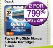 Gillette Fusion Pro Glide Manual 5 Blade Cartridges 8 Pack-For 2