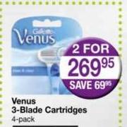Gillette Venus 3 Blade Cartrudges 4 Pack-For 2