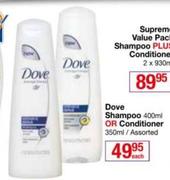 Dove Shampoo-400ml Or Conditioner-350ml Assorted-Each