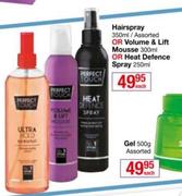 Perfect Touch Hairspray-350ml Or Volume & Lift Mousse-300ml Or Heat Defence Spray-250ml Each