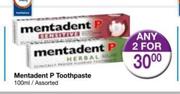 Mentadent P Toothpaste Assorted-2 x 100ml